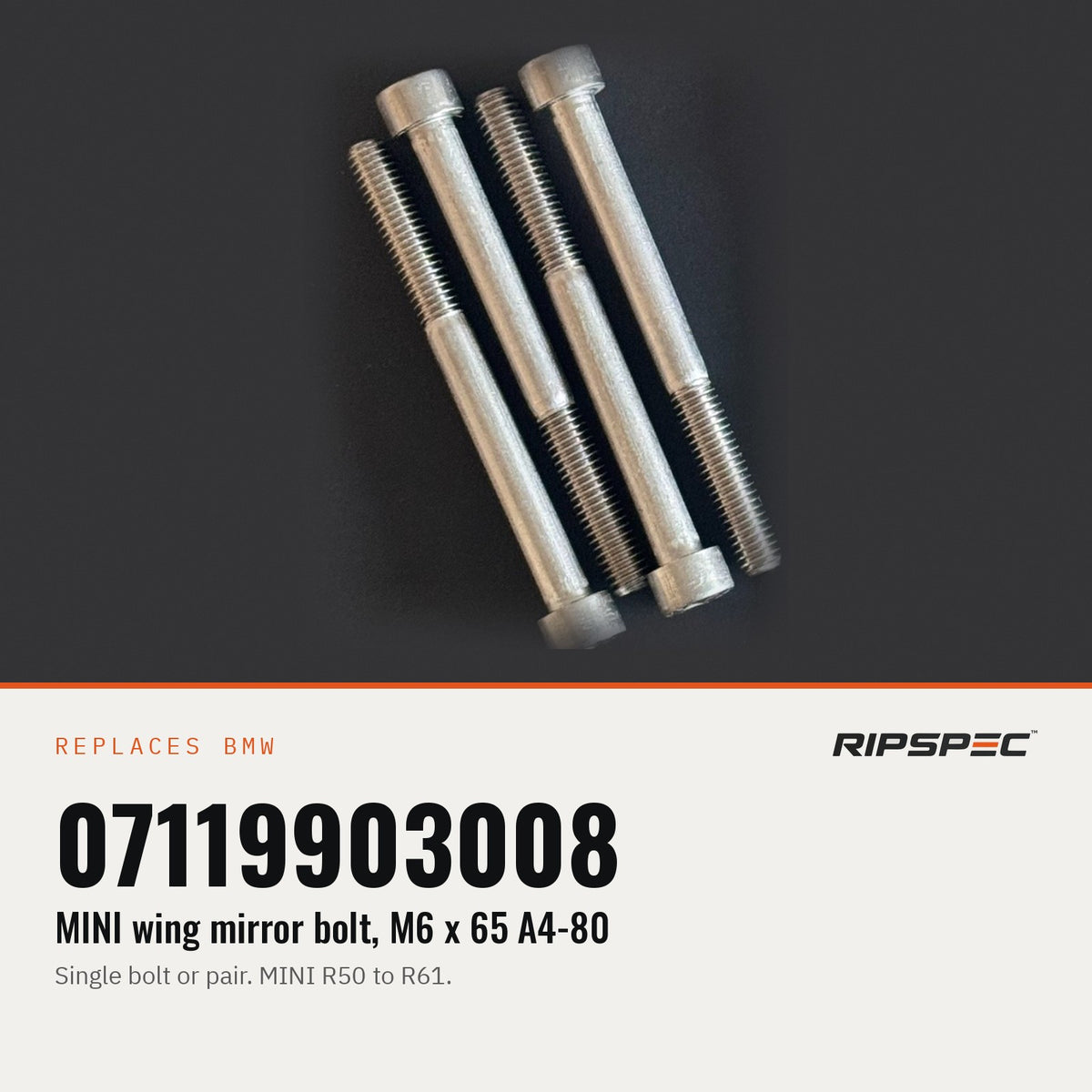 RIPSPEC MINI wing mirror bolt, replaces BMW 07119903008