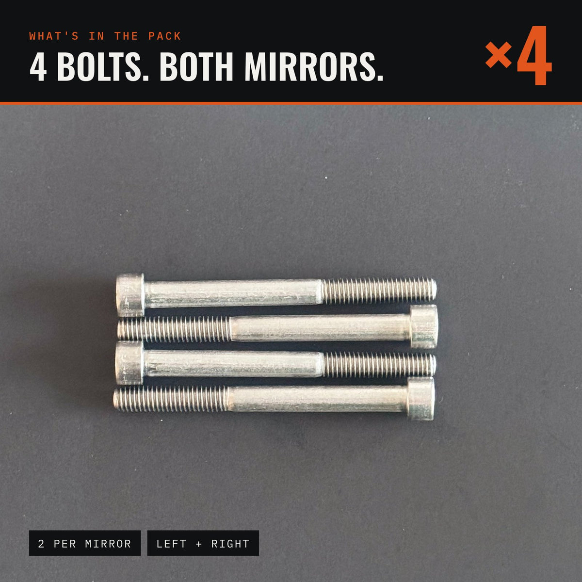 Wing Mirror Mounting Bolts x4 for MINI R55 to R61: Hatch, Clubman, Convertible, Coupe, Roadster, Countryman, Paceman