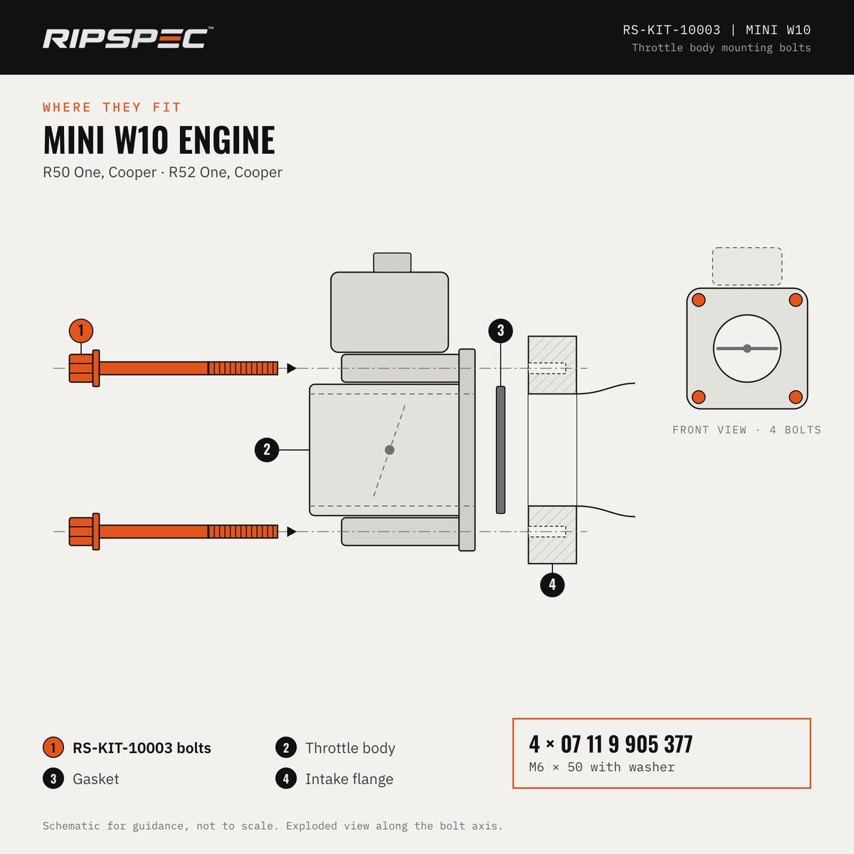 Throttle Body Bolts x4 for MINI R50, R53 Hatch and R52 Convertible: One, Cooper, Cooper S