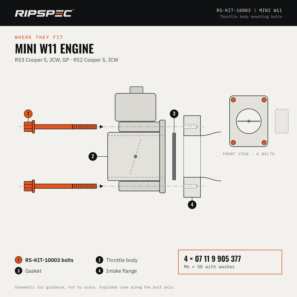 Throttle Body Bolts x4 for MINI R50, R53 Hatch and R52 Convertible: One, Cooper, Cooper S