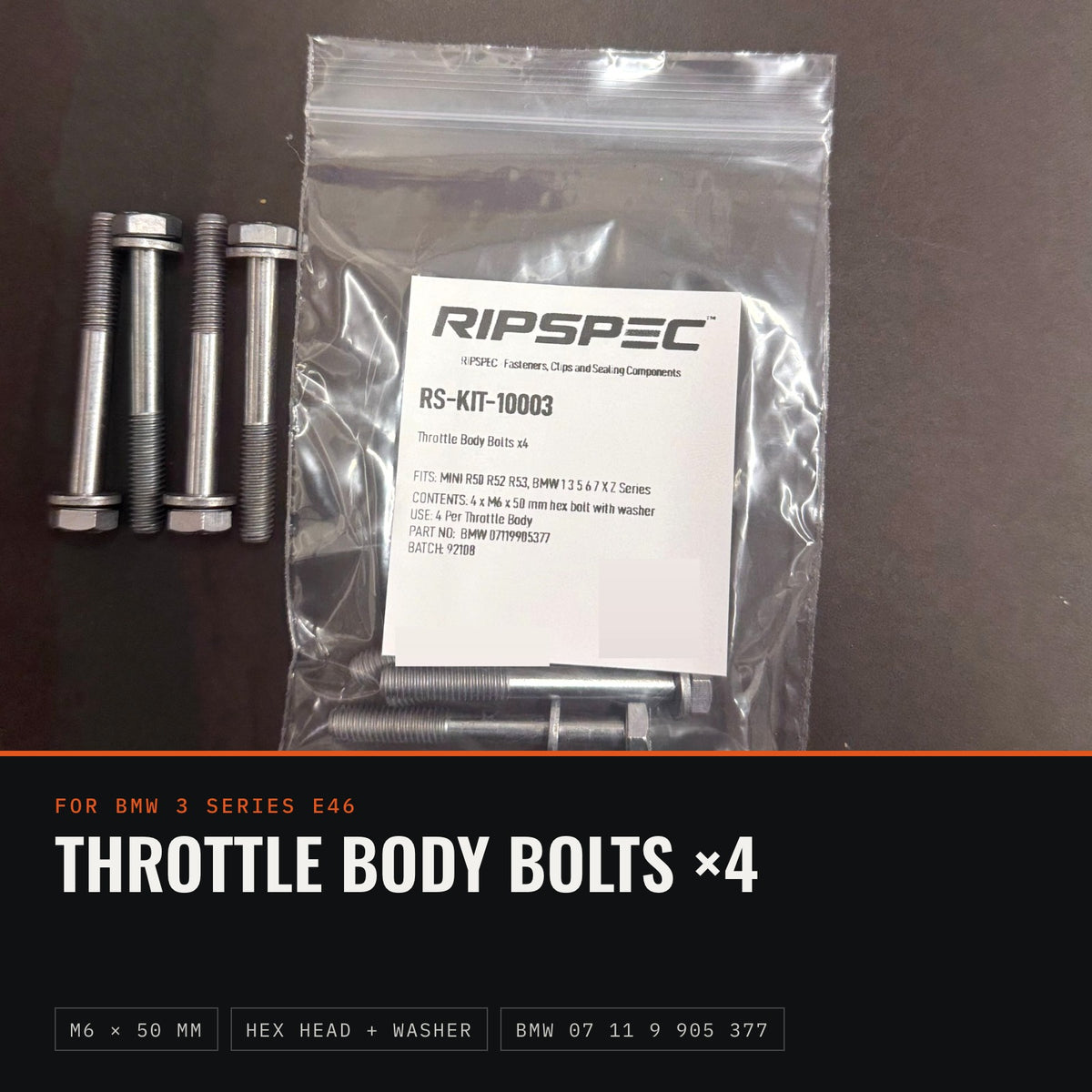 Throttle Body Bolts x4 for BMW 3 Series E46: Saloon, Touring, Coupe, Convertible, Compact