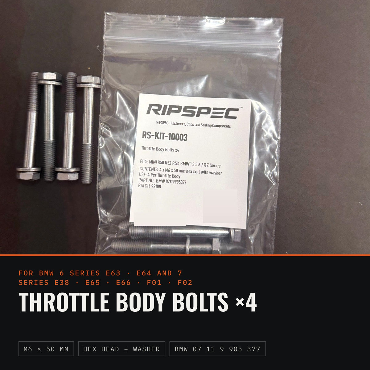 Throttle Body Bolts x4 for BMW 6 Series E63, E64 and 7 Series E38, E65, E66, F01, F02