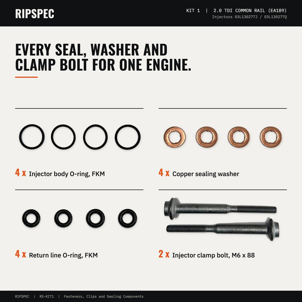 Injector Seal and Bolt Kit for Skoda Octavia II, Superb II and Yeti 2.0 TDI (RS-KIT-10007)