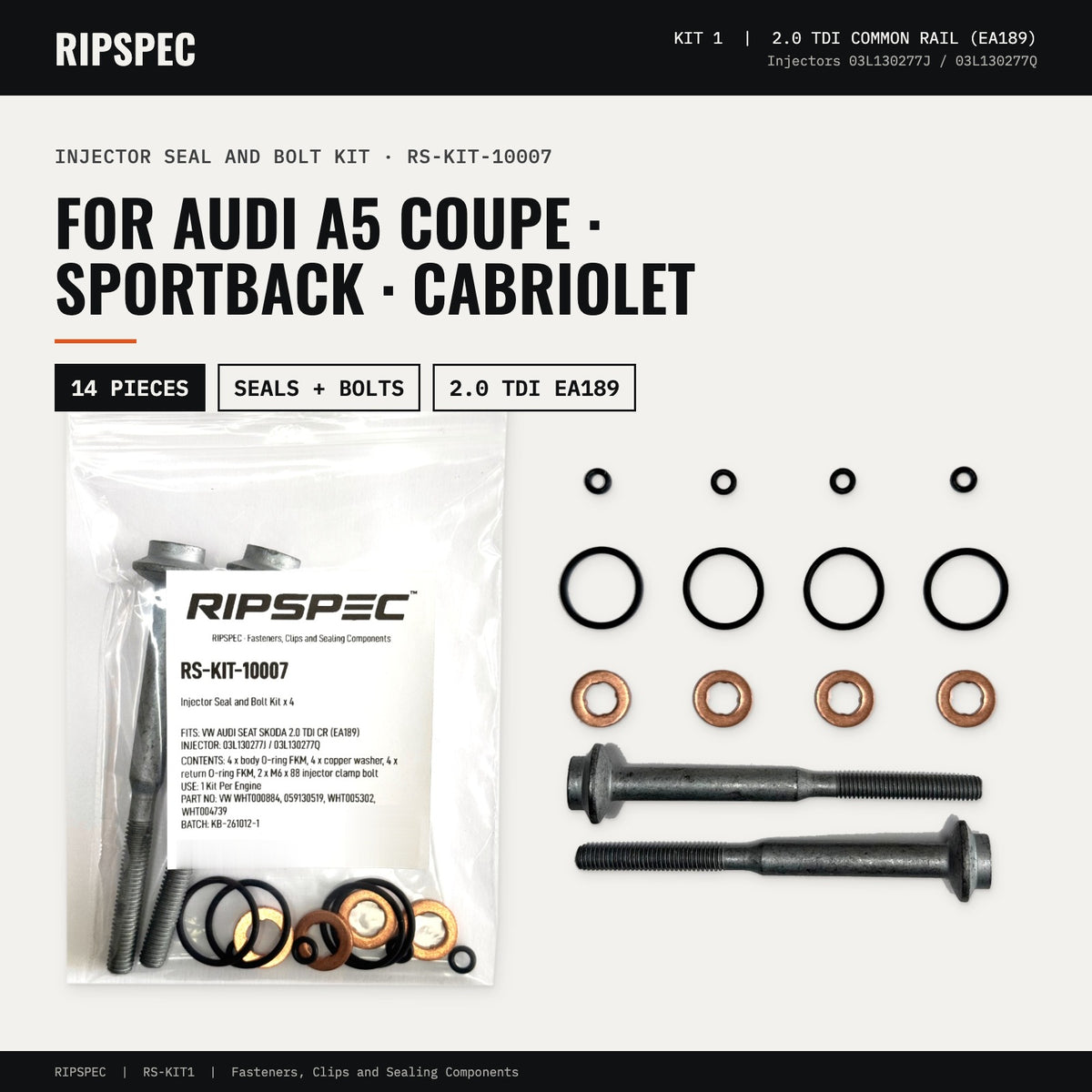 Injector Seal and Bolt Kit for Audi A5 2.0 TDI (RS-KIT-10007)