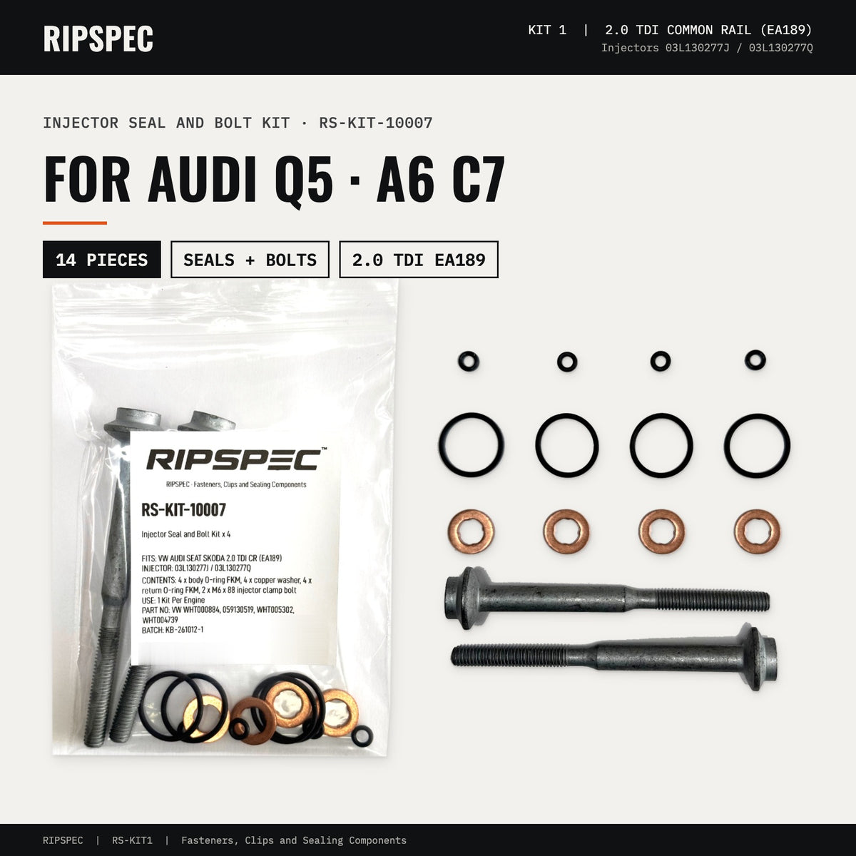 Injector Seal and Bolt Kit for Audi Q5 and A6 C7 2.0 TDI (RS-KIT-10007)