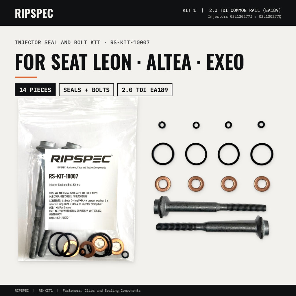 Injector Seal and Bolt Kit for SEAT Leon, Altea and Exeo 2.0 TDI (RS-KIT-10007)