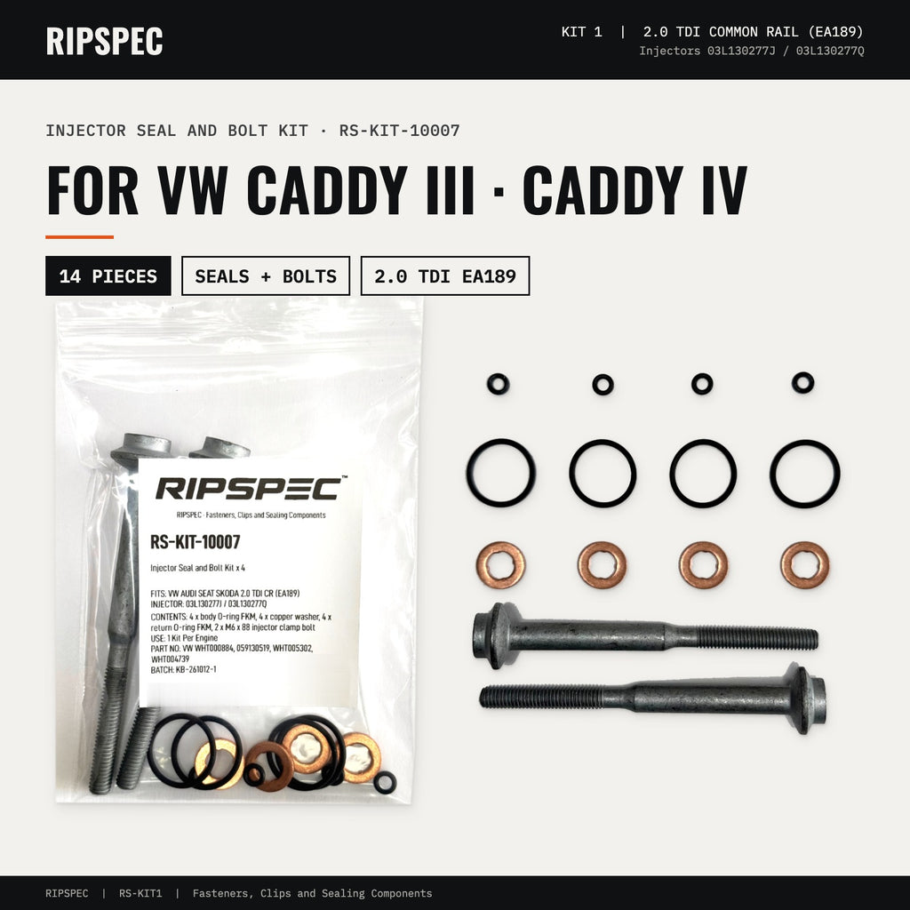 Injector Seal and Bolt Kit for VW Caddy III and IV 2.0 TDI (RS-KIT-10007)