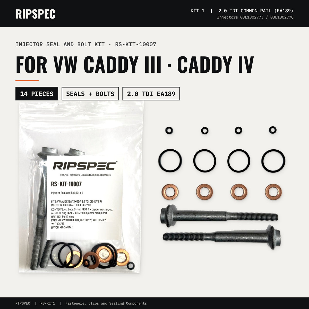 Injector Seal and Bolt Kit for VW Caddy III and IV 2.0 TDI (RS-KIT-10007)